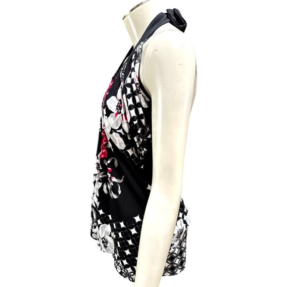 White House Black Market Halter Top Medium Floral Geometric Print Boho Chic - Picture 4 of 12